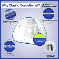 Jashiya.Shop - Classic Mosquito Net, Polyester, Foldable for Double Bed, Strong 30GSM, PVC Coated Steel - King Size, Blue