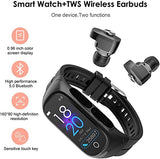 Jashiya Smart Watch Earbuds - Fitness Tracker Combo Wireless Bluetooth Earphones,2 in 1 Activity Bracelet Receive Calls Messages Music Control Sleep Tracker Calorie Counter for Women Men Kids  (Black)