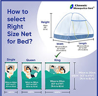 Jashiya.Shop - Classic Mosquito Net, Polyester, Foldable for Double Bed, Strong 30GSM, PVC Coated Steel - King Size, Blue