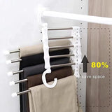 Jashiya Rs.470/-Hanger- 5 Layer Hanger Space Saving Non-Slip Cloth Organizer , 5 In 1 Multifunctional Layer Pant Rack For Trouser Scarf And Travel Storage