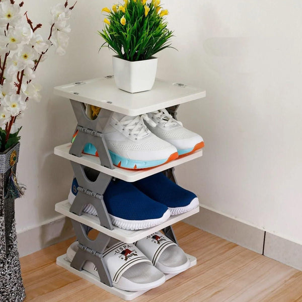 Jashiya Smart Foldable Shoes Shelf 4 Tier Shoe Rack