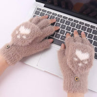 Jashiya Richmen Girls Winter Gloves with Touch Screen Finger for Women Woolen warm Rabbit Fur Gloves Mittens | Soft Fleece Windproof Mobile Screen Touch Hand Gloves (Freesize) (D Brown)