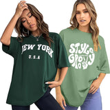 Jashiya London Hills Cotton Blend Half Sleeve Women Oversized T-Shirts Pack of 2