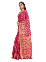 Jashiya MIMOSA Women's Mysore Silk Crepe Saree With Unstiched Brocade Blouse : 5545-519-SD-GAJJ