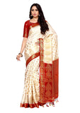 Jashiya MIMOSA Women's Art Silk Saree Kanjivaram Style Color : Beige