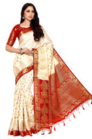 Jashiya MIMOSA Women's Art Silk Saree Kanjivaram Style Color : Beige