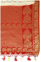 Jashiya MIMOSA Women's Art Silk Saree Kanjivaram Style Color : Beige