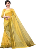 ARRA ENTERPRISE Self Design, Striped, Woven Chanderi Cotton Linen Blend, Cotton Silk Saree