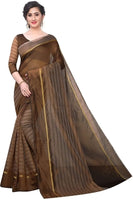 ARRA ENTERPRISE Self Design, Striped, Woven Chanderi Cotton Linen Blend, Cotton Silk Saree