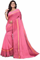 ARRA ENTERPRISE Self Design, Striped, Woven Chanderi Cotton Linen Blend, Cotton Silk Saree