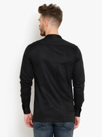 Chikan Men Solid Casual Black Shirt