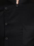 Chikan Men Solid Casual Black Shirt