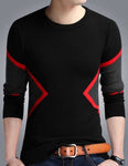  Striped Men Round Neck Black T-Shirt