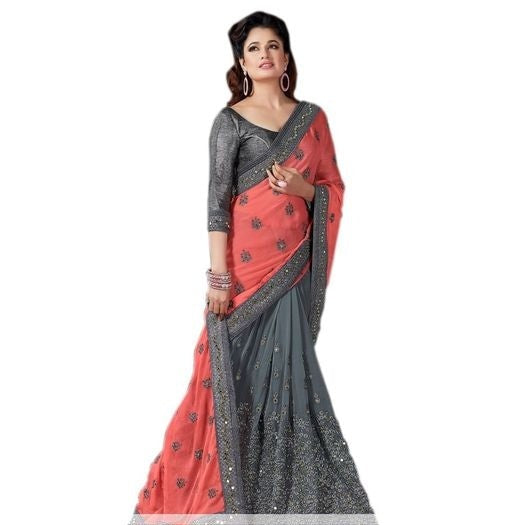 Jashiya Designer Fancy Paper Silk & Net Women's Sarees