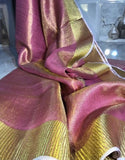 Jashiya Solid Tissue Sarees with Tassels and Latkans