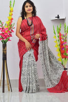 Jashiya Aagyeyi Printed Cotton Sarees with Tassels and Latkans