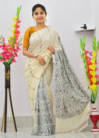 Jashiya Aagyeyi Printed Cotton Sarees with Tassels and Latkans