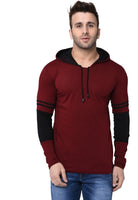 HELMONT Striped Men Hooded Neck Red, Black T-Shirt