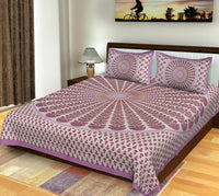 Home@shop 250 TC Cotton Double King Jaipuri Prints Bedsheet