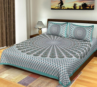 Home@shop 250 TC Cotton Double King Jaipuri Prints Bedsheet