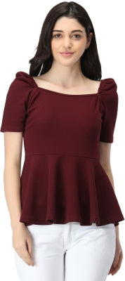 ZUVINO Casual Short Sleeve Solid Women Top